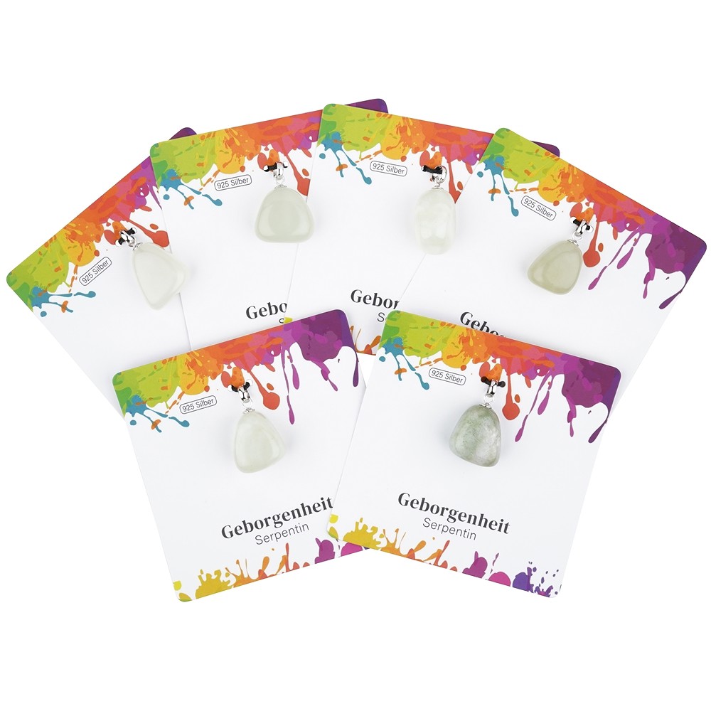 Anhänger Serpentin, Trommelstein klein, rhodiniert | Marco Schreier