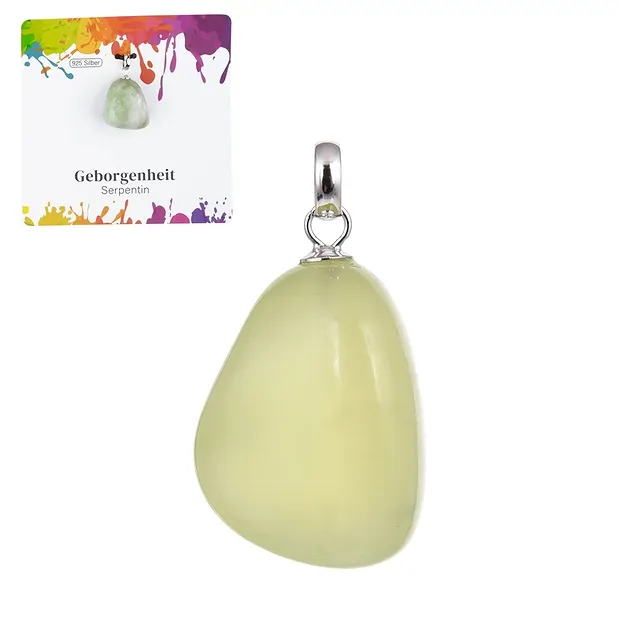 Ciondolo Serpentino, Pietra burattata piccola, rodiato | Marco Schreier