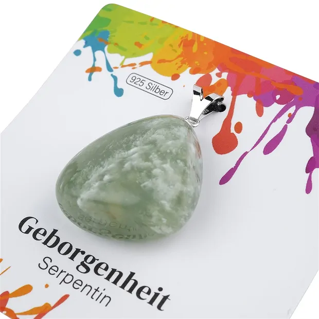 Pendentif Serpentine, Pierre roulée grande, rhodié | Marco Schreier