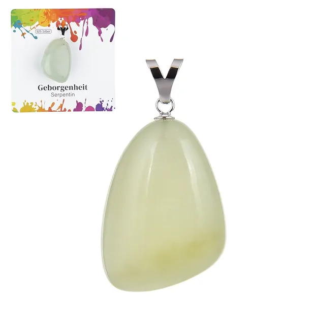 Pendentif Serpentine, Pierre roulée grande, rhodié | Marco Schreier