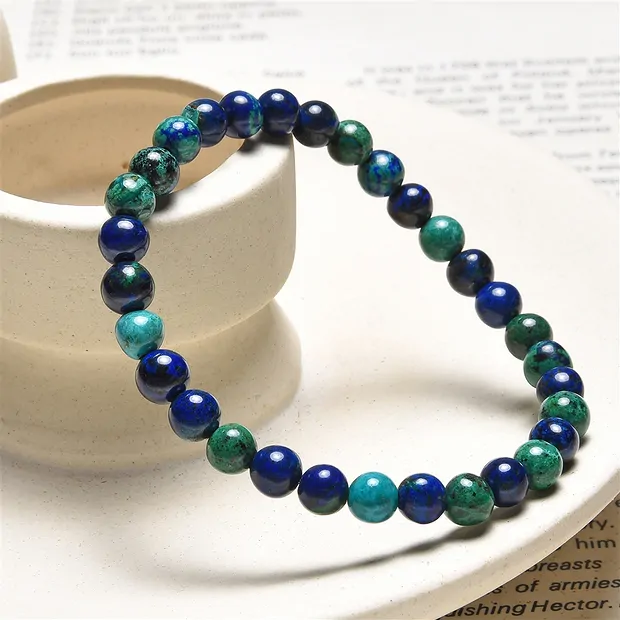 Bracelet en perles rondes, Azurite-Malachite (stab.), 06,0 - 06,5mm boules | Marco Schreier
