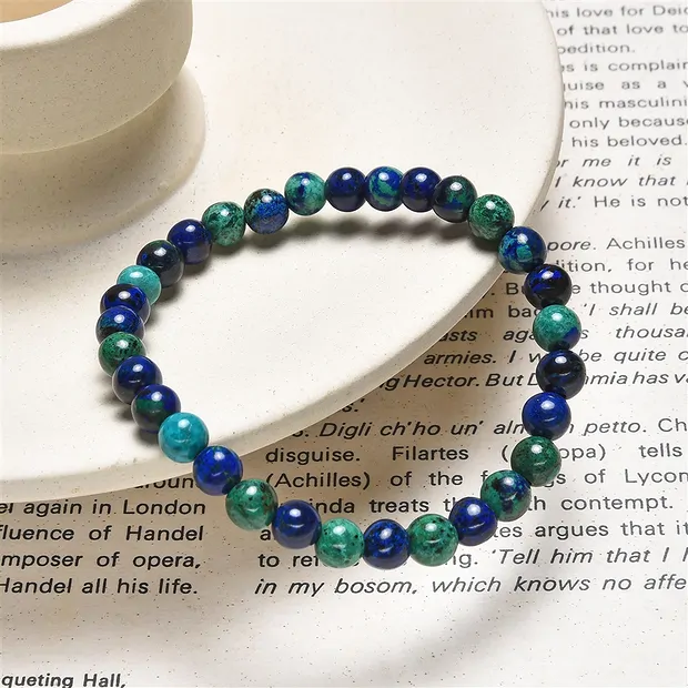 Bracelet en perles rondes, Azurite-Malachite (stab.), 06,0 - 06,5mm boules | Marco Schreier