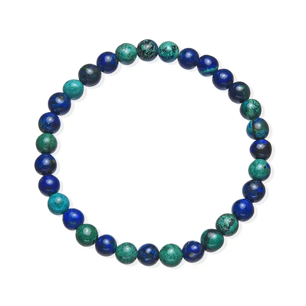 Bracelet en perles rondes, Azurite-Malachite (stab.), 06,0 - 06,5mm boules | Marco Schreier