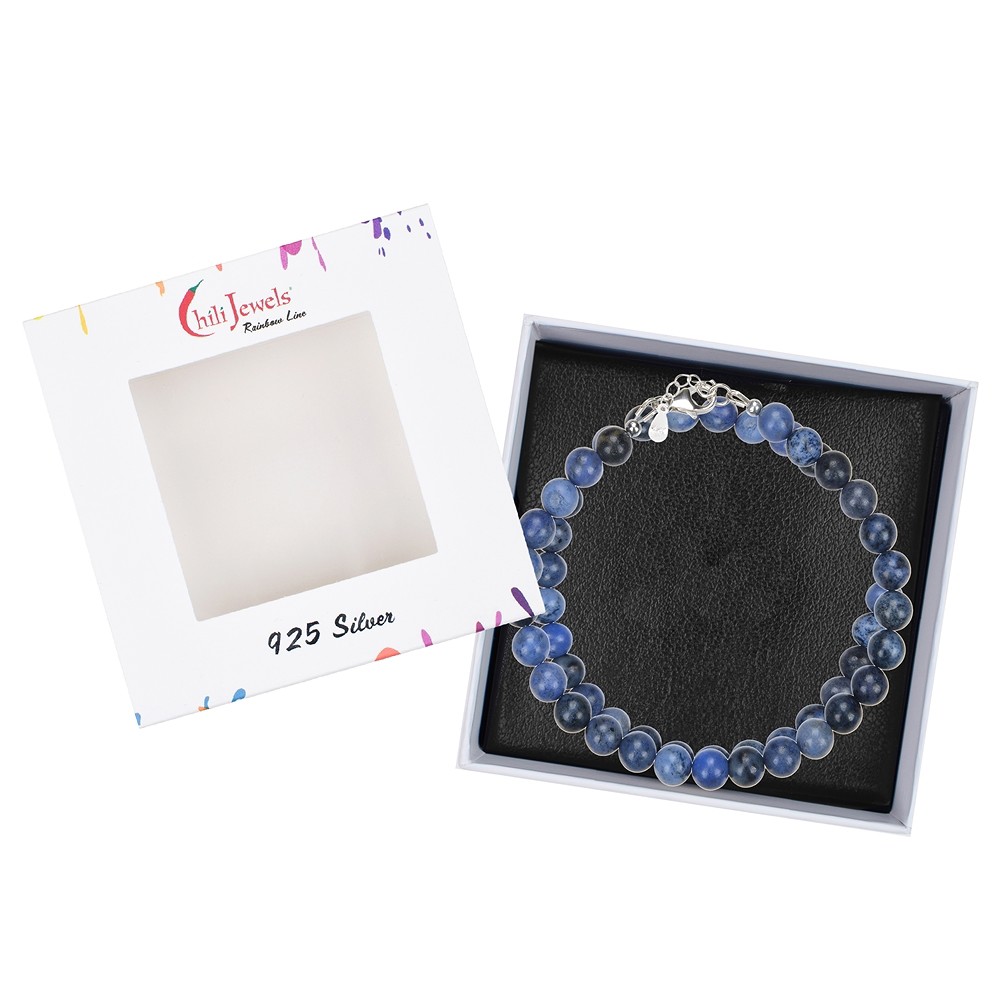 Dumortierite necklace, beads (6mm), rhodiniert, extension chain | Marco Schreier