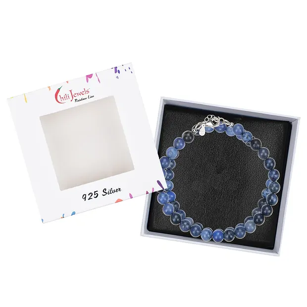 Dumortierite necklace, beads (6mm), rhodiniert | gems, healing stones & jewelry