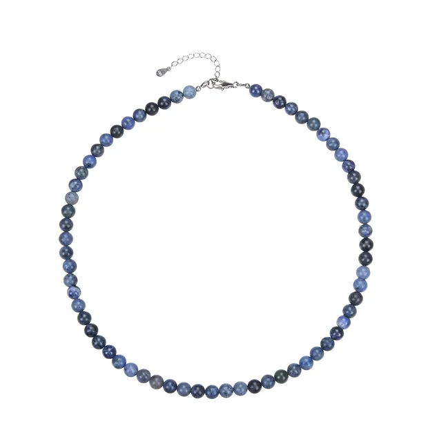 Dumortierite necklace, beads (6mm), rhodiniert | gems, healing stones & jewelry