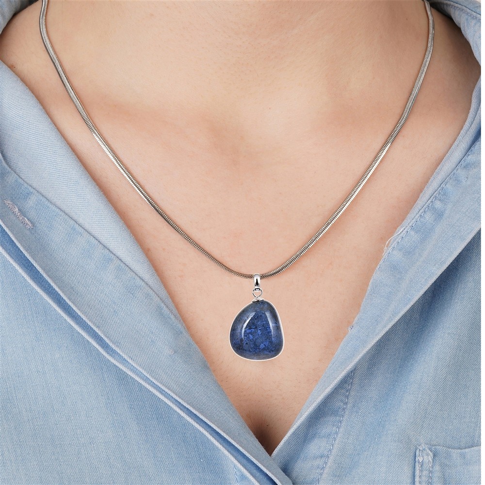Dumortierite pendant, small Tumbled Stone, rhodiniert  | Marco Schreier