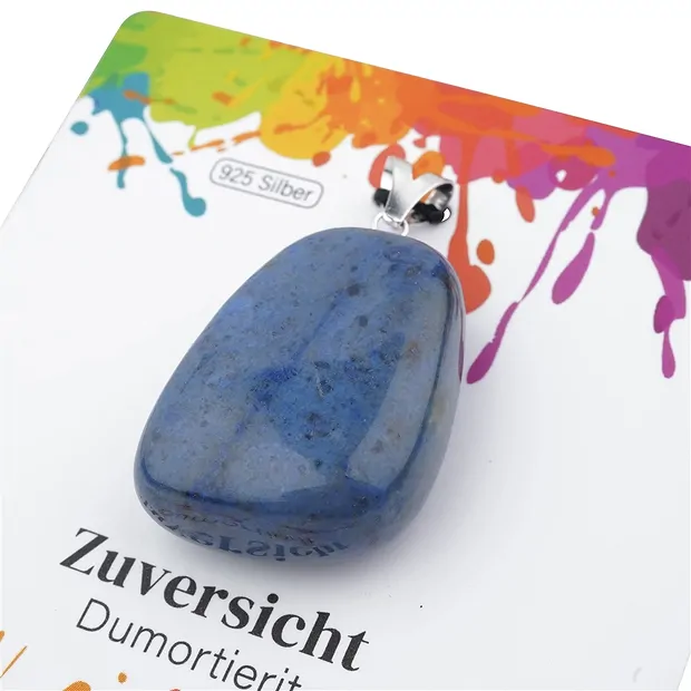 Anhänger Dumortierit, Trommelstein groß, rhodiniert | Marco Schreier