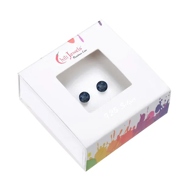 Earstuds Dumortierite, ball, 6mm, rhodiniert | wholesaler gems & healing stones