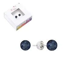 0618345106 Earstuds Dumortierite, ball, 6mm, rhodiniert | wholesaler gems & healing stones