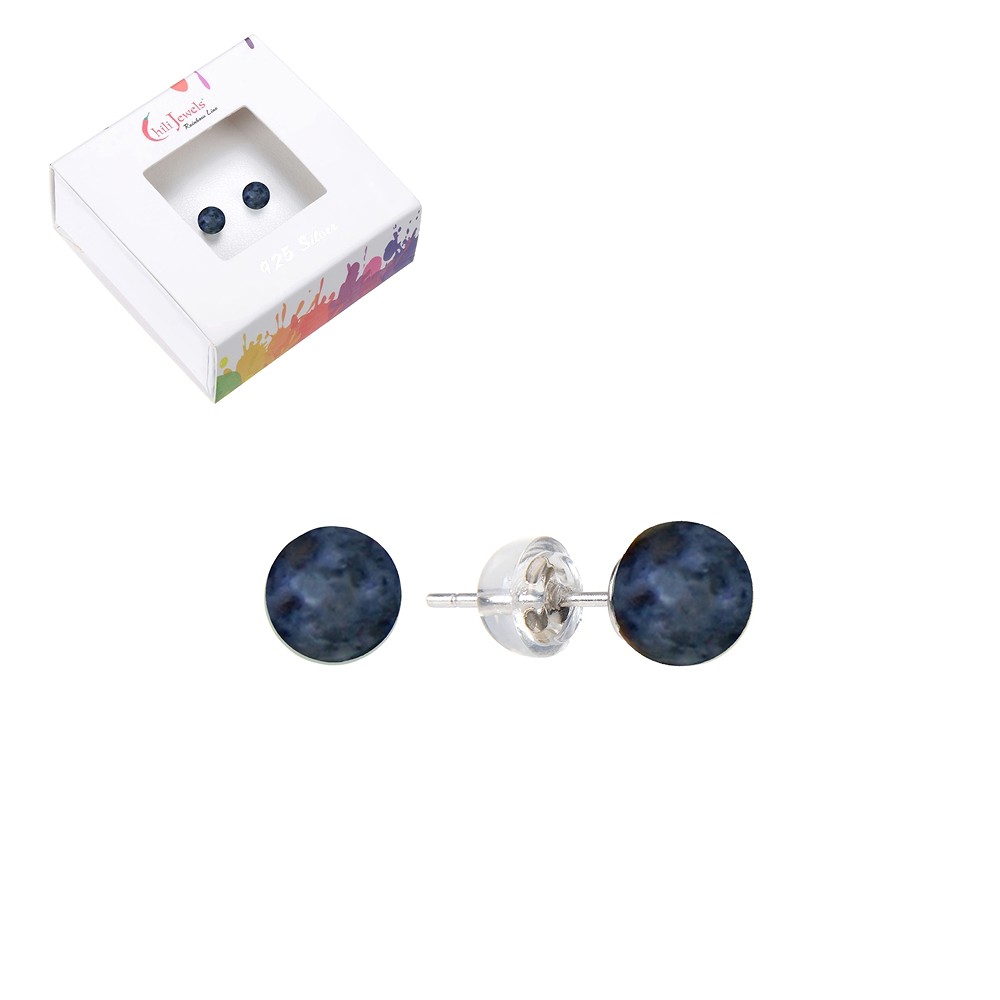 Pendientes Dumortierita, bola, 6mm, rodinado | Marco Schreier