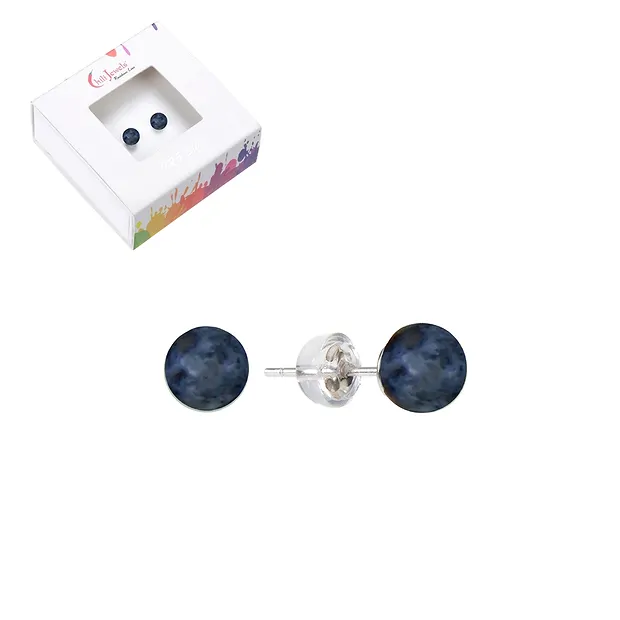 Ohrstecker Dumortierit, Kugel, 6mm, rhodiniert | Marco Schreier