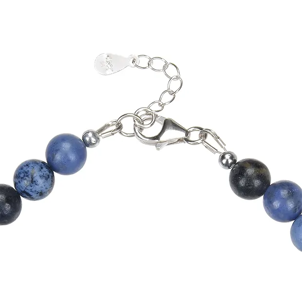 Armband Dumortierit, Kugeln (6mm), rhodiniert | Edelsteine, Heilsteine & Schmuck