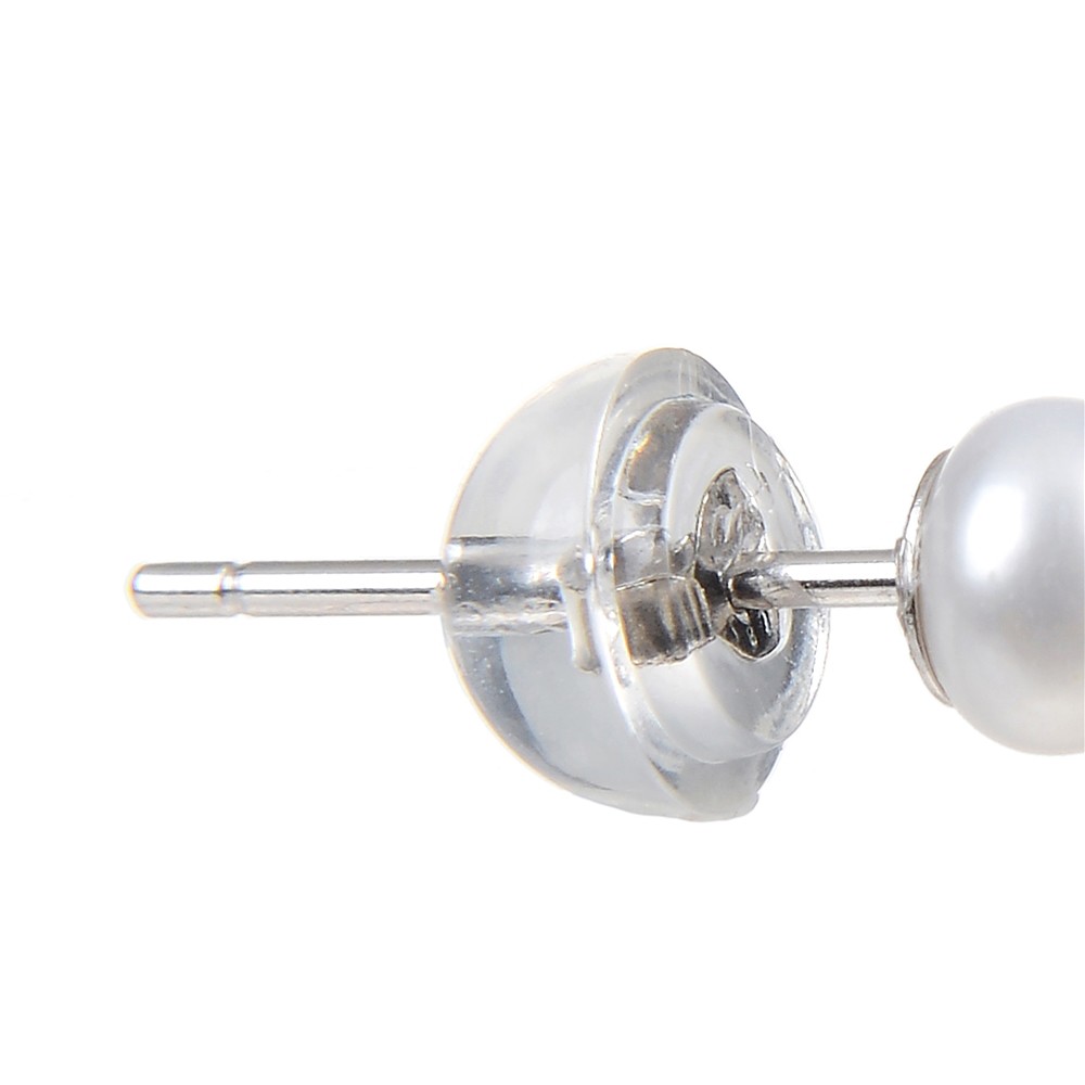 Earstuds pearl (bl.), ball, 4mm, rhodiniert | wholesaler gems & healing stones
