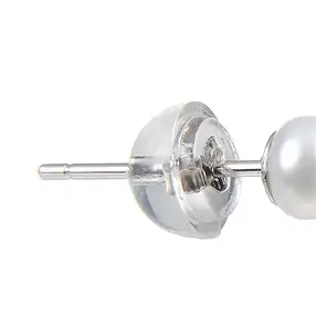 Clous d'oreilles perle (bl.), boule, 4mm, rhodié | Marco Schreier