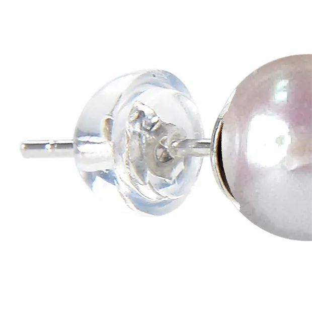 Pendientes perla blanca, bola, 6mm, rodinado | Marco Schreier