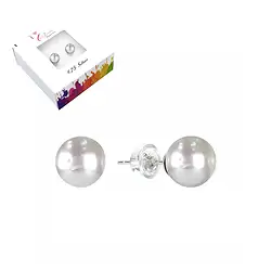0618445108 Clous d'oreilles perle blanche, boule, 8mm, rhodié | Marco Schreier