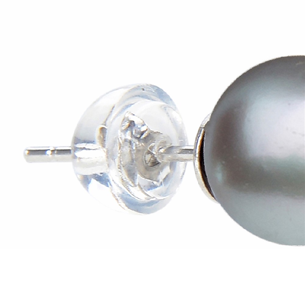 Clous d'oreilles perle gris argenté (teintée), boule, 6mm, rhodié | Marco Schreier