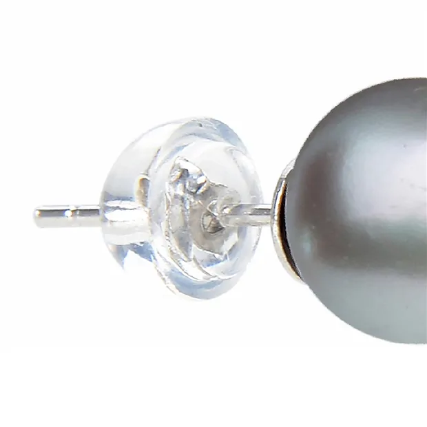 Earstuds pearl silver-grey (dyed), ball, 6mm, rhodiniert | Marco Schreier