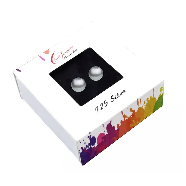 Earstuds pearl silver-grey (dyed), ball, 6mm, rhodiniert | Marco Schreier