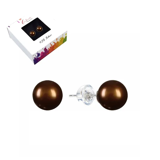 Pendientes perla marrón (teñida), bola, 6mm | Marco Schreier