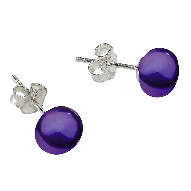 Ohrstecker Perle violett (gef.), Kugel, 6mm | Edelsteine, Heilsteine & Schmuck