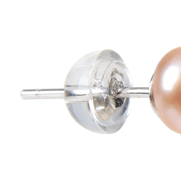 Clous d'oreilles perle saumon (naturel), boule, 8mm, rhodié | Marco Schreier