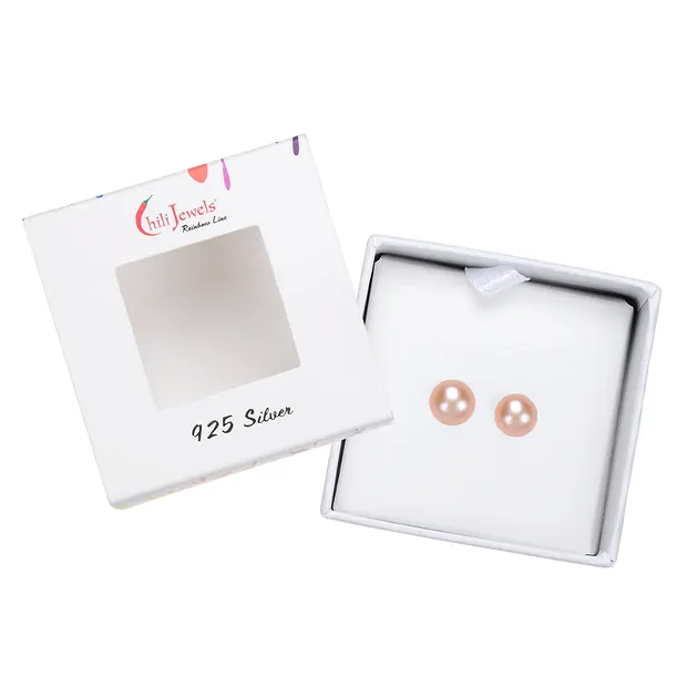 Clous d'oreilles perle saumon (naturel), boule, 8mm, rhodié | Marco Schreier