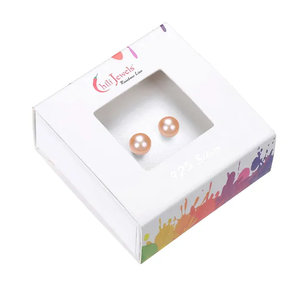 Ohrstecker Perle lachs (natur), Kugel, 8mm, rhodiniert | Marco Schreier