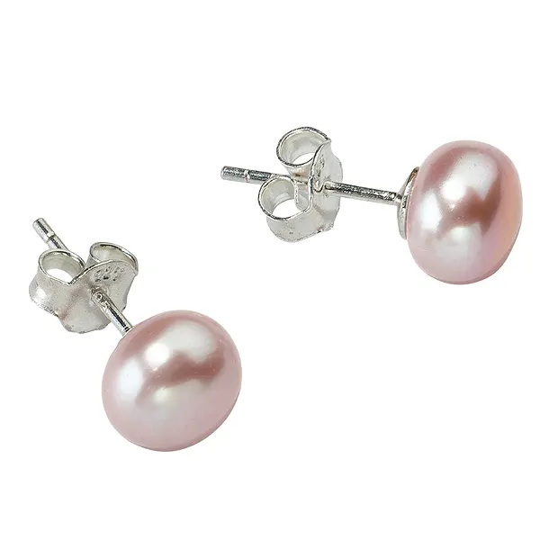 Earstuds pearl purple (natural), ball, 8mm, rhodiniert | Marco Schreier