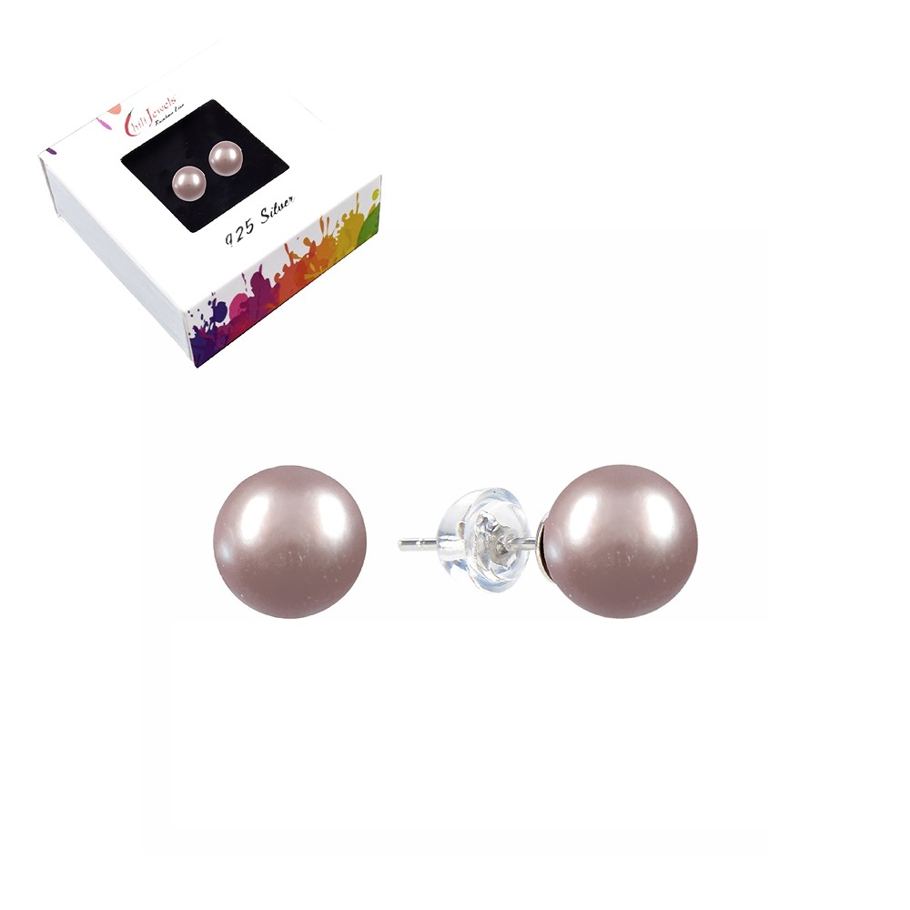 Earstuds pearl purple (natural), ball, 8mm, rhodiniert | Marco Schreier