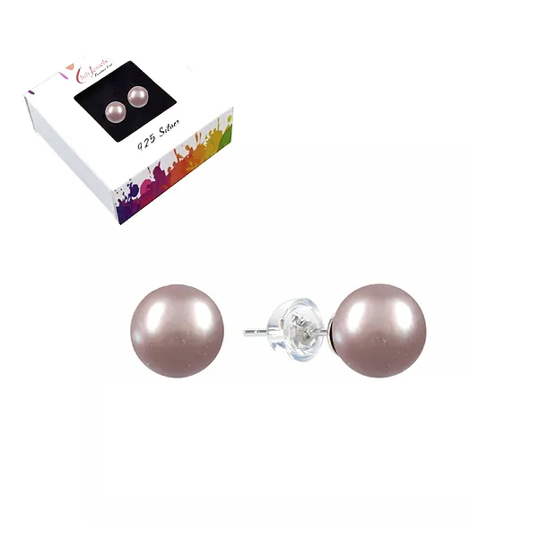 Ohrstecker Perle lila (natur), Kugel, 8mm, rhodiniert | Marco Schreier