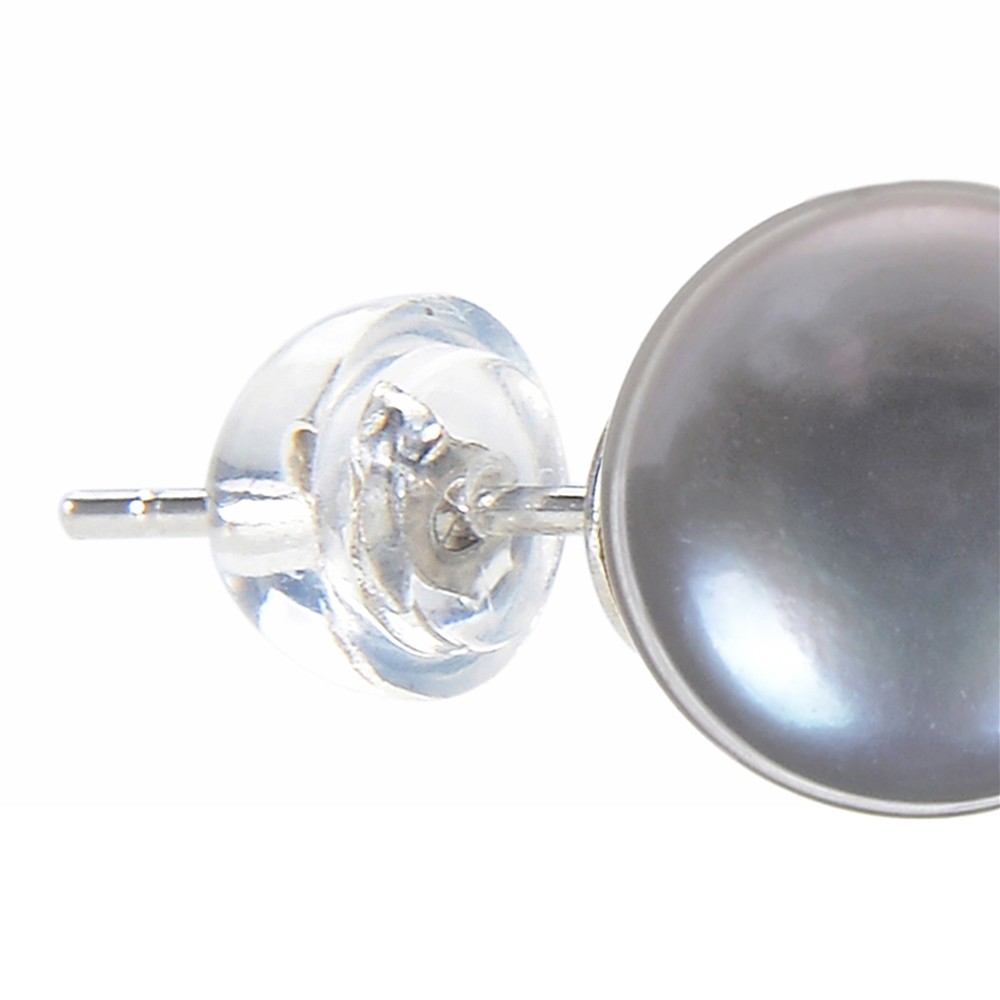 Earstud pearl silver-grey (dyed), ball, 8mm | wholesaler gems & healing stones