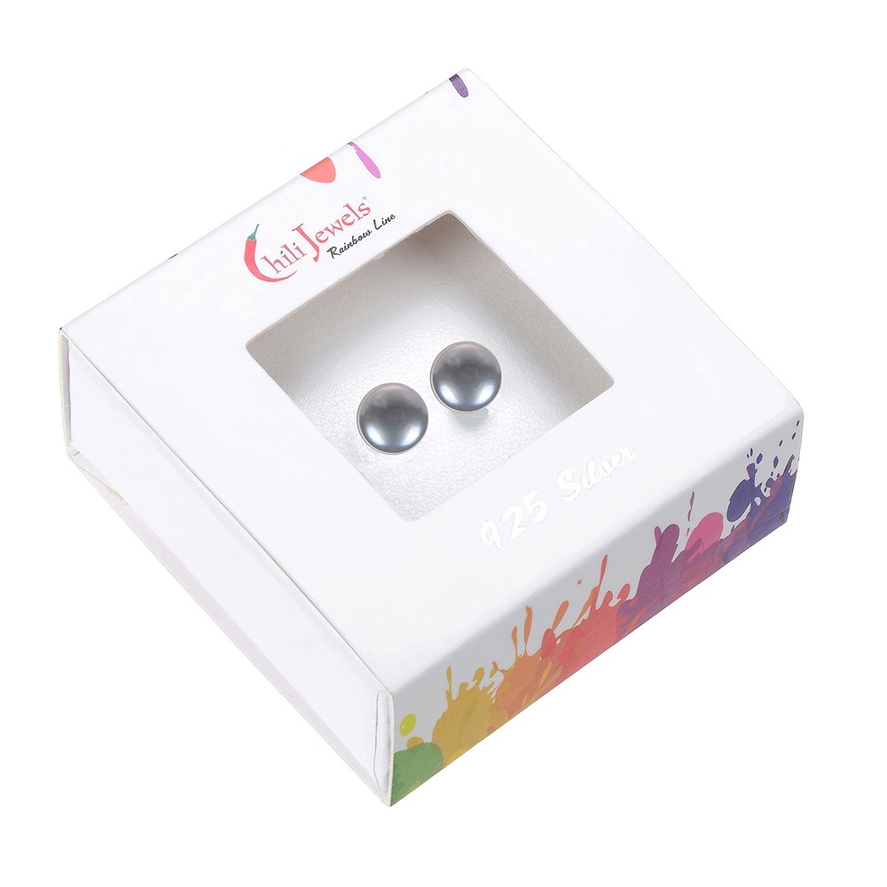 Earstud pearl silver-grey (dyed), ball, 8mm | wholesaler gems & healing stones