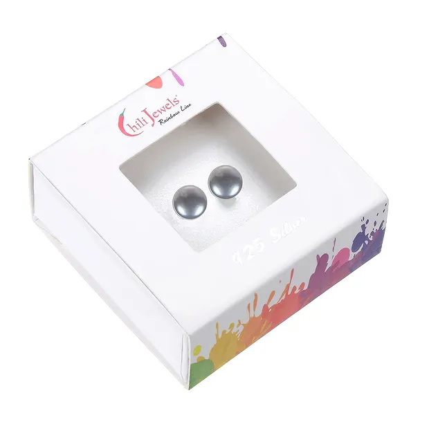 Clous d'oreilles perle gris argenté (teintée), boule, 8mm | Marco Schreier