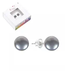 0618445127 Clous d'oreilles perle gris argenté (teintée), boule, 8mm | Marco Schreier