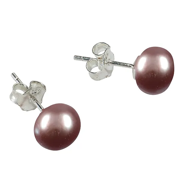 Pendientes perla violeta (teñida), bola, 8mm | Marco Schreier