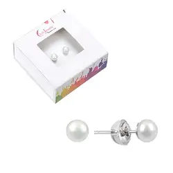 0618445132 Earstuds pearl (bl.), ball, 4 - 5mm, rhodiniert | gems, healing stones & jewelry