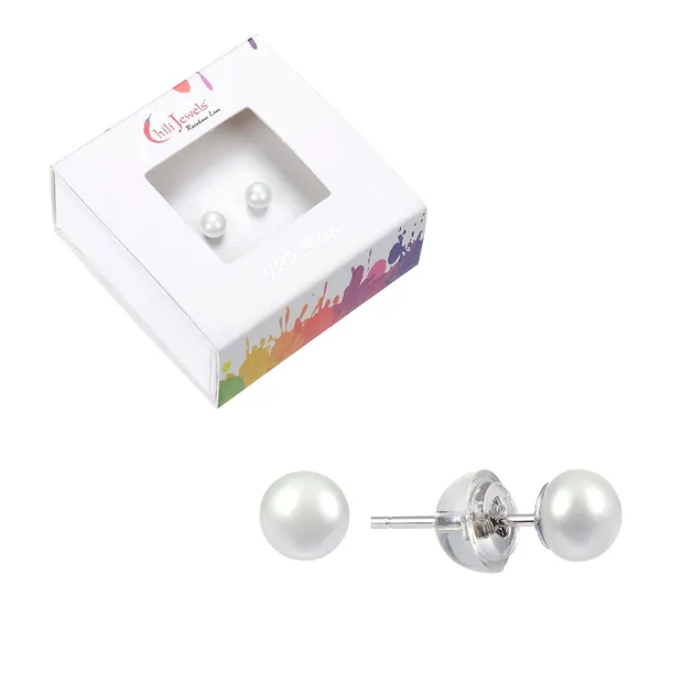 Perno auricolare perla (bl.), sfera, 4 - 5mm, rodiato | Marco Schreier