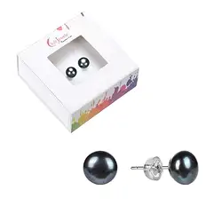 0618445136 Pendientes perla negra, bola, 6mm, rodinada | Marco Schreier