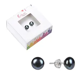 Ohrstecker Perle schwarz (gef.), Kugel, 6mm, rhodiniert | Marco Schreier