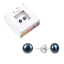 0618445137 Earstuds pearl black (dyed), ball, 8mm, rhodiniert | Marco Schreier