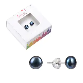Ohrstecker Perle peacock (gef.), Kugel, 8mm, rhodiniert | Marco Schreier
