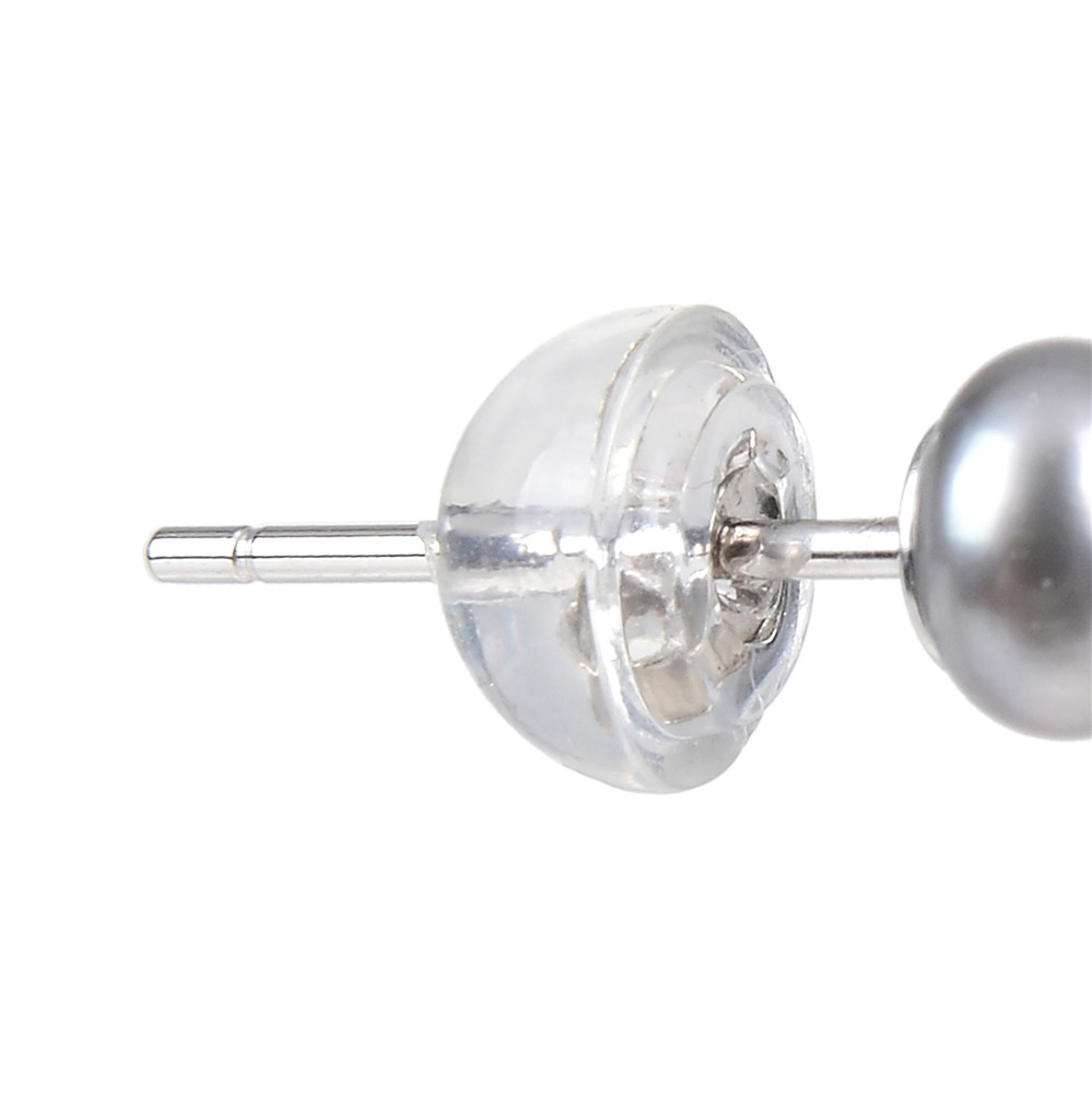 Ohrstecker Perle silbergrau (gef.), Kugel, 4mm, rhodiniert | Marco Schreier