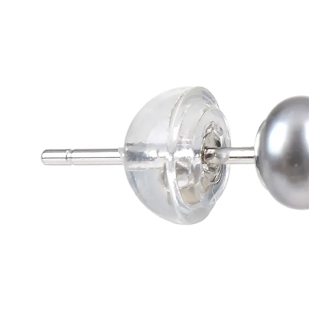 Earstuds pearl silver-grey (dyed), ball, 4mm, rhodiniert | Marco Schreier
