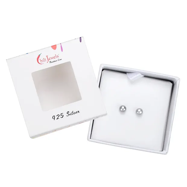 Earstuds pearl silver-grey (dyed), ball, 4mm, rhodiniert | Marco Schreier