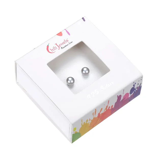 Earstuds pearl silver-grey (dyed), ball, 4mm, rhodiniert | Marco Schreier