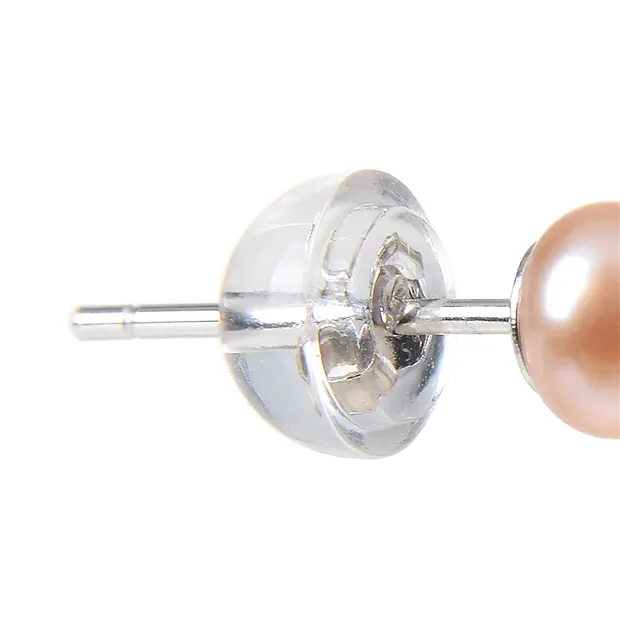 Clous d'oreilles perle saumon (naturel), boule, 4mm, rhodié | Marco Schreier