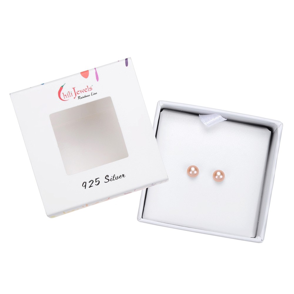 Earstud pearl salmon (natural), ball, 4mm, rhodiniert | Marco Schreier
