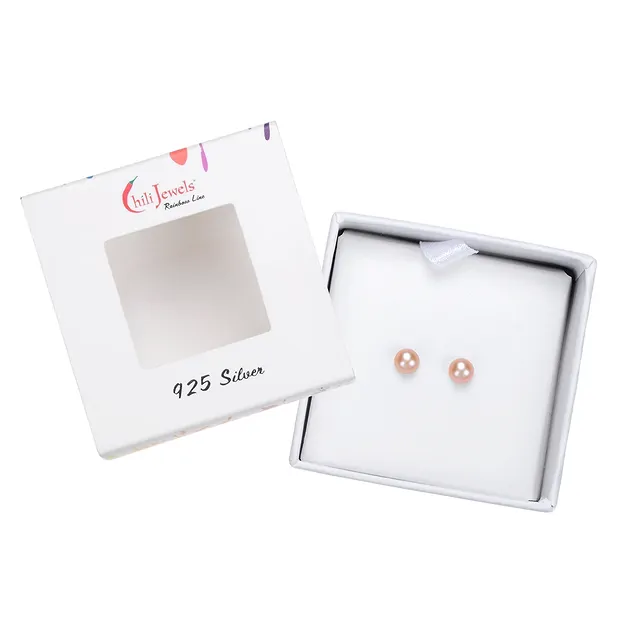 Clous d'oreilles perle saumon (naturel), boule, 4mm, rhodié | Marco Schreier